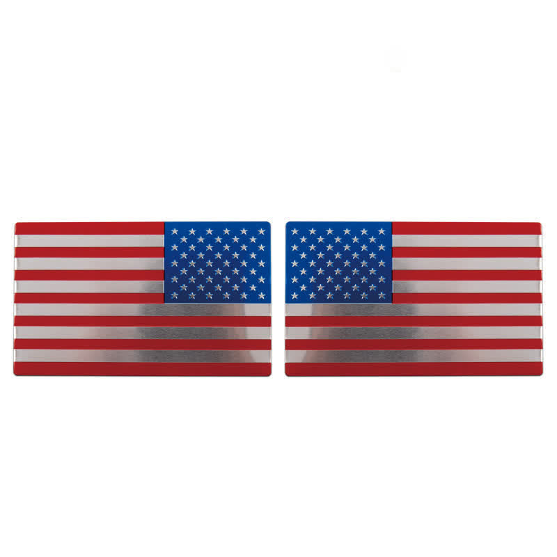 2Pcs American Flag Metal Sticker Car Badge - Red & Blue - image 1