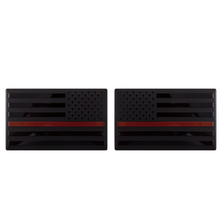 2Pcs American Flag Metal Sticker Car Badge - Black & Red - image 4