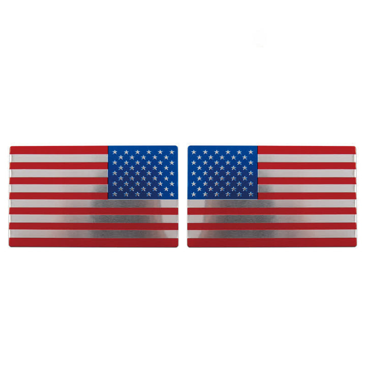 2Pcs American Flag Metal Sticker Car Badge - Red & Blue - image 1