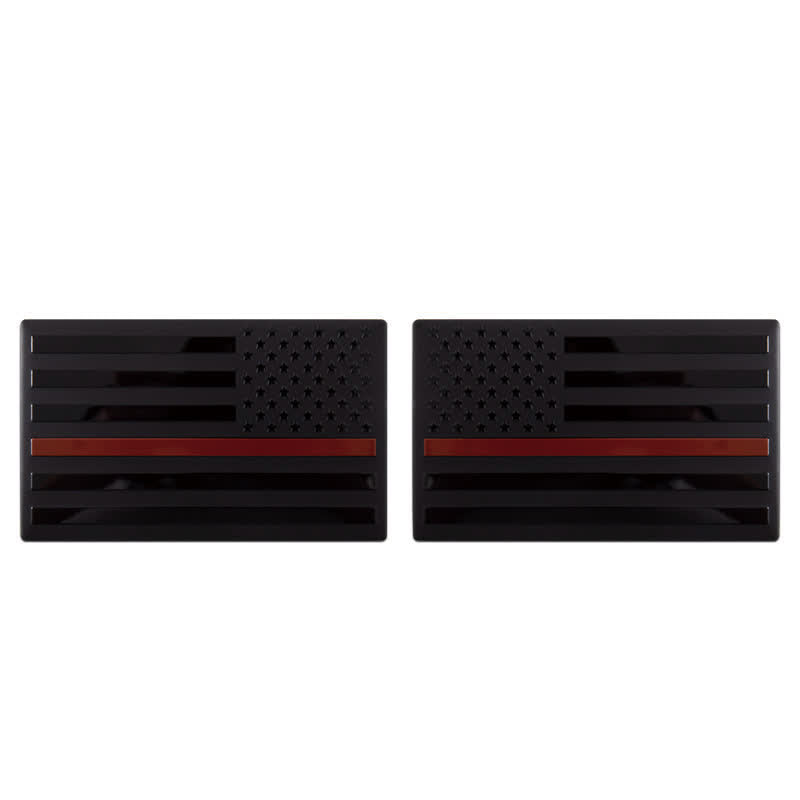 2Pcs American Flag Metal Sticker Car Badge - Black & Red - image 4
