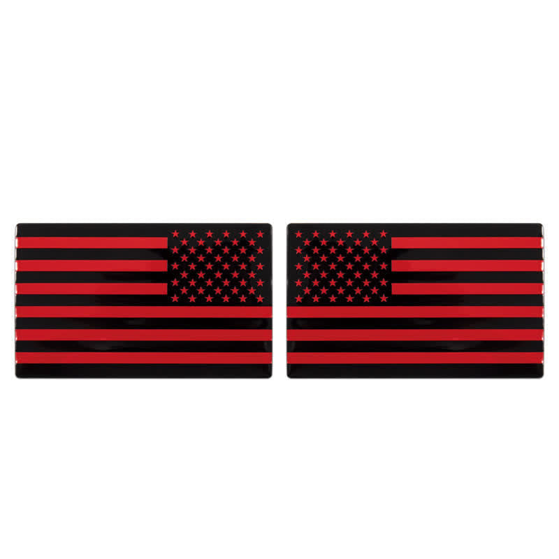 2Pcs American Flag Metal Sticker Car Badge - Red - image 6