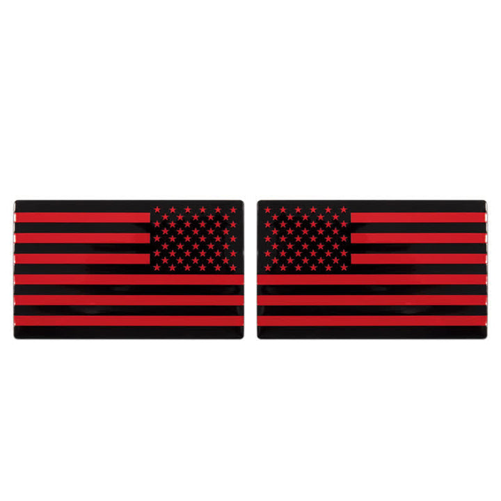 2Pcs American Flag Metal Sticker Car Badge - Red - image 6