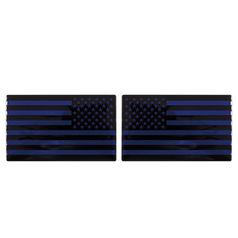 2Pcs American Flag Metal Sticker Car Badge - Blue - image 7