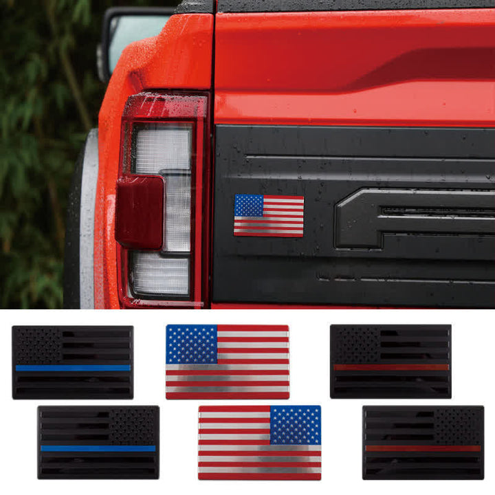 2Pcs American Flag Metal Sticker Car Badge - image 0