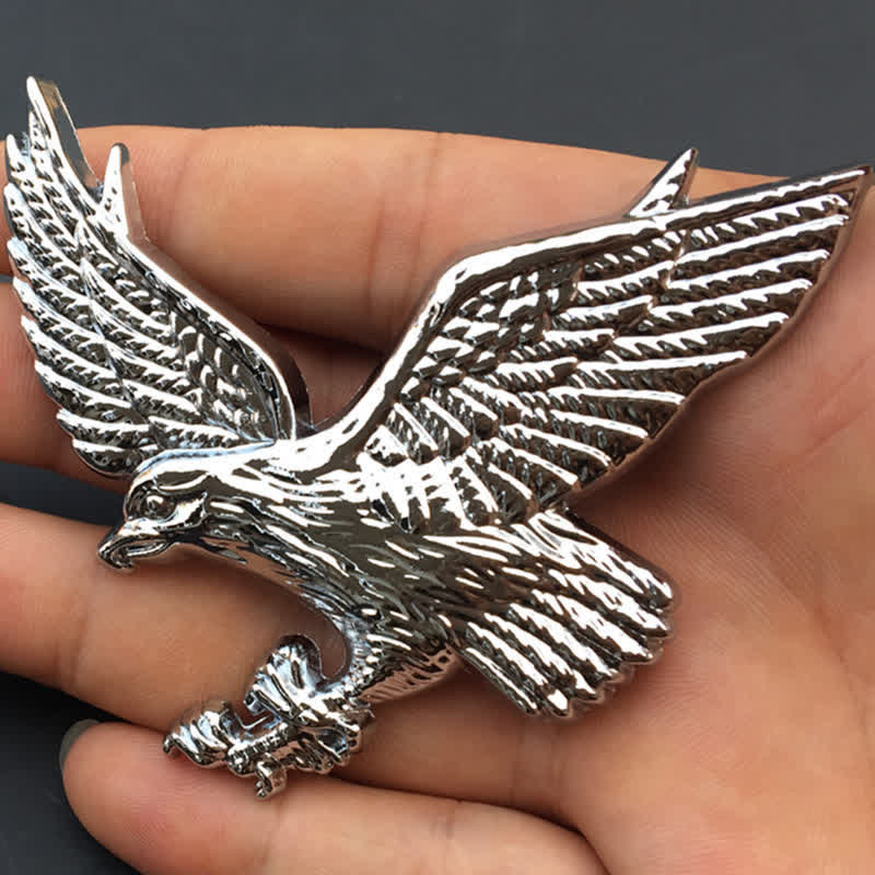 Flying Eagle Metal Sticker Car Badge - Silver - image 3