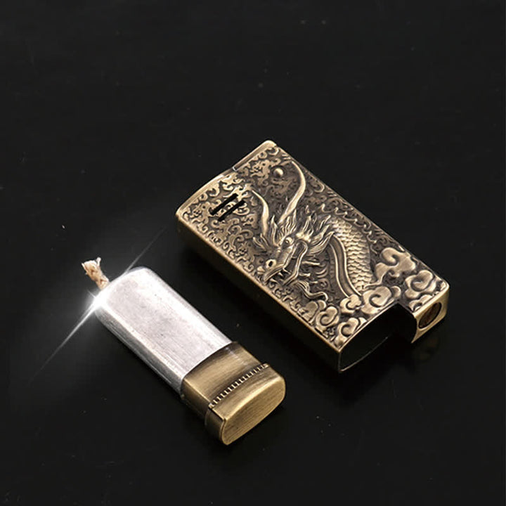 Retro Style Dragon Relief Refillable Kerosene Lighter - image 3