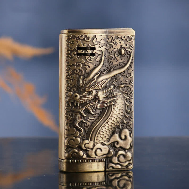 Retro Style Dragon Relief Refillable Kerosene Lighter - Bronze - image 2