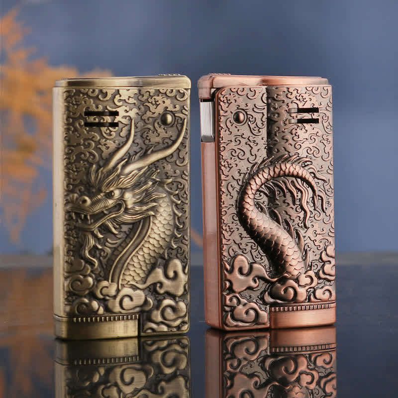 Retro Style Dragon Relief Refillable Kerosene Lighter - image 0