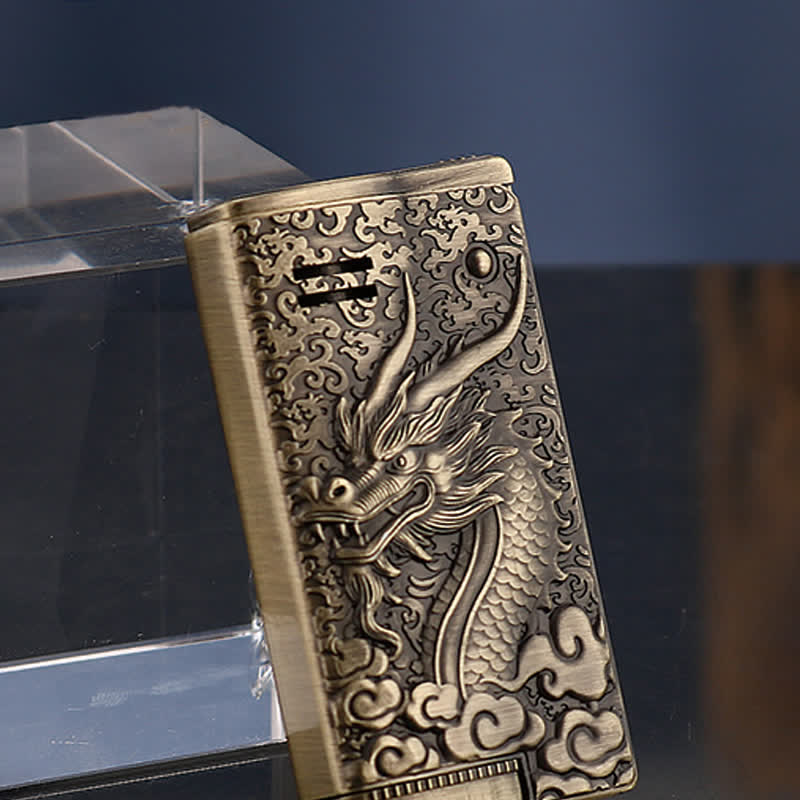 Retro Style Dragon Relief Refillable Kerosene Lighter - image 4