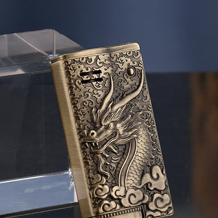 Retro Style Dragon Relief Refillable Kerosene Lighter - image 4
