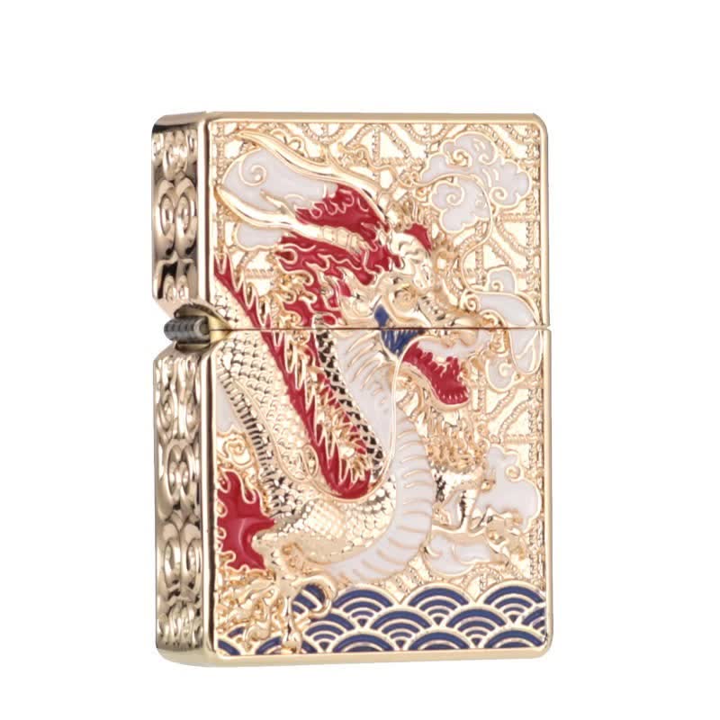 Two-Sided Luxury Dragon Relief Refillable Kerosene Lighter - image 4