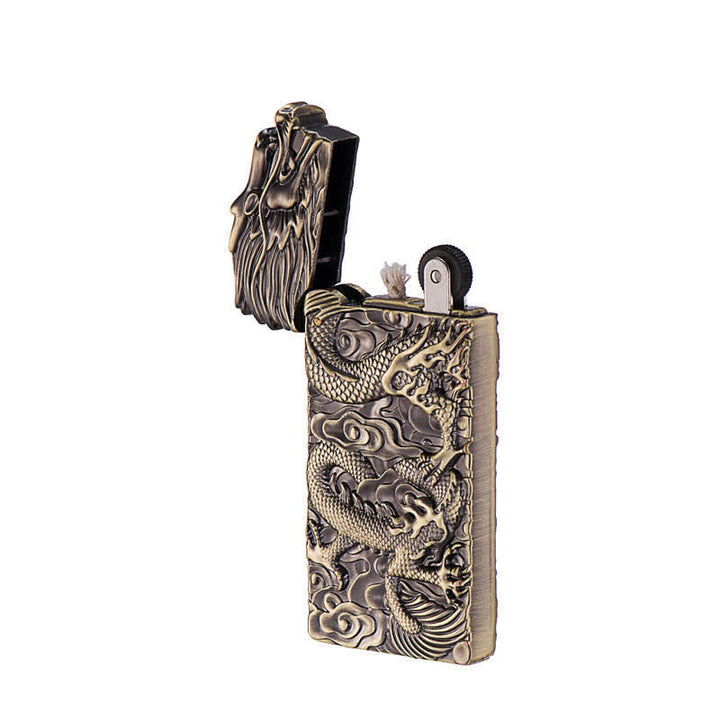 Bronze Vintage Carving Dragon Refillable Kerosene Lighter - image 3
