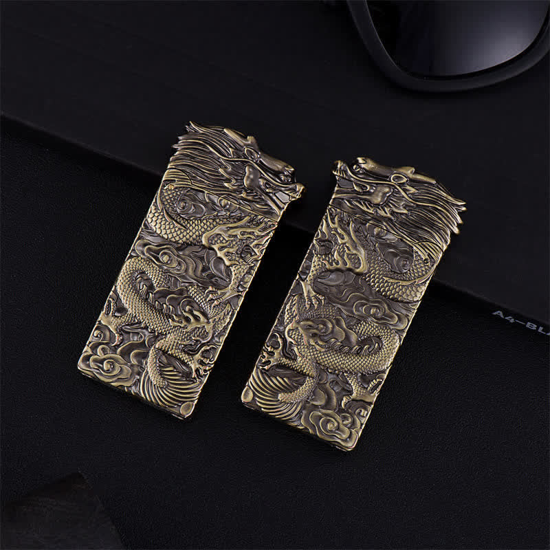 Bronze Vintage Carving Dragon Refillable Kerosene Lighter - image 4