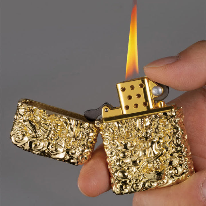 Mythical Wild Animal Carving Refillable Kerosene Lighter - image 4