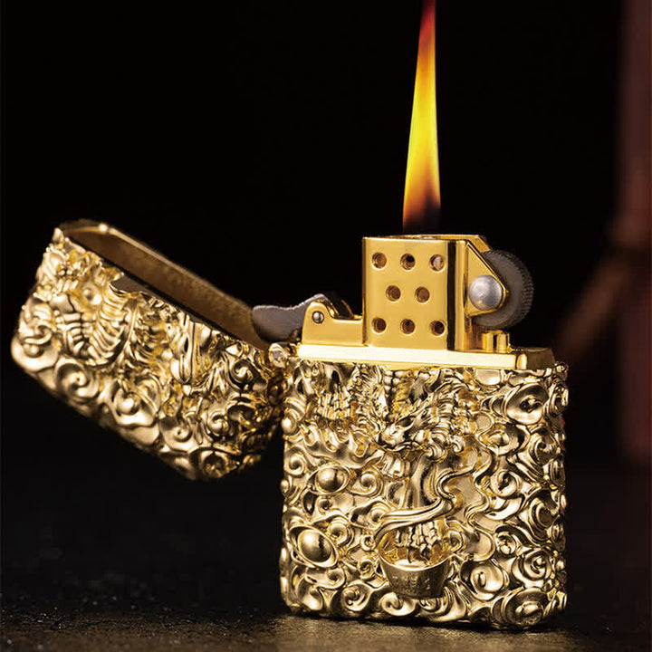 Mythical Wild Animal Carving Refillable Kerosene Lighter - image 3
