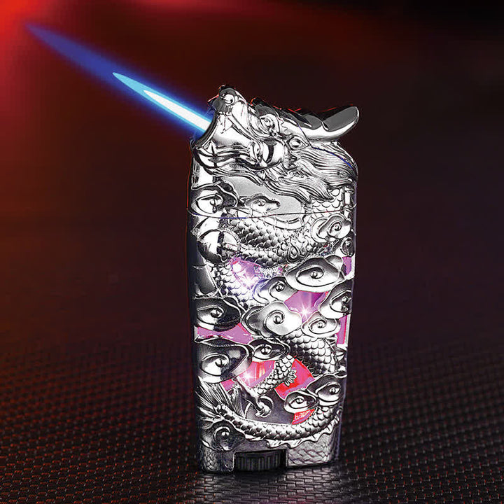 Cool Creative LED Flash Dragon Refillable Butane Lighter - Silver - image 11