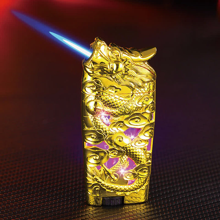 Cool Creative LED Flash Dragon Refillable Butane Lighter - Gold - image 7