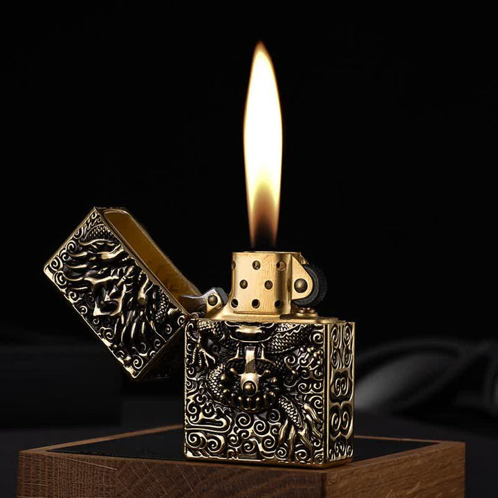 Classical Carving Dragon Refillable Kerosene Lighter - image 2