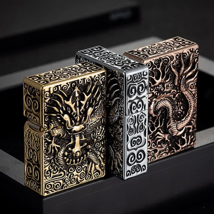 Classical Carving Dragon Refillable Kerosene Lighter - image 0