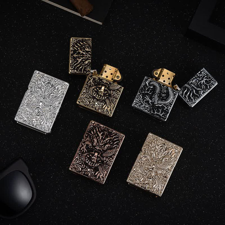 Classical Carving Dragon Refillable Kerosene Lighter - image 3