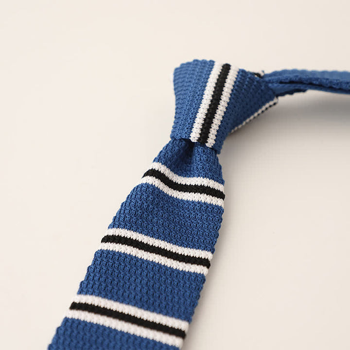 Men's Striped Narrow Suit Knitted Necktie - Blue - image 13
