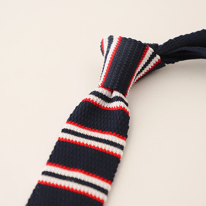 Men's Striped Narrow Suit Knitted Necktie - MidnightBlue - image 14
