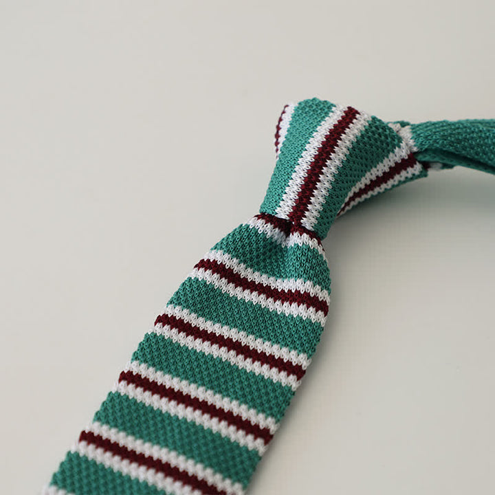 Men's Striped Narrow Suit Knitted Necktie - DarkCyan - image 11