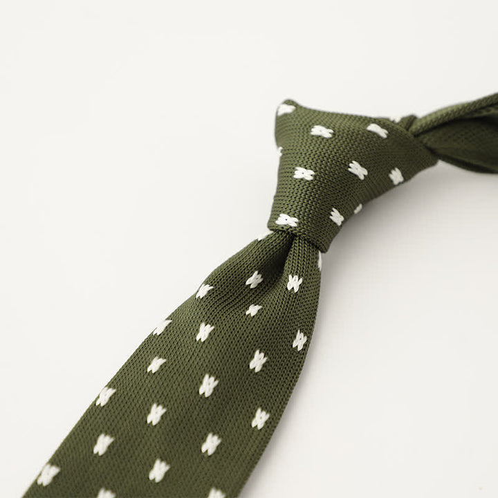 Men's Snowflake Polka Dots Pattern Knitted Necktie - Style #10 - image 11