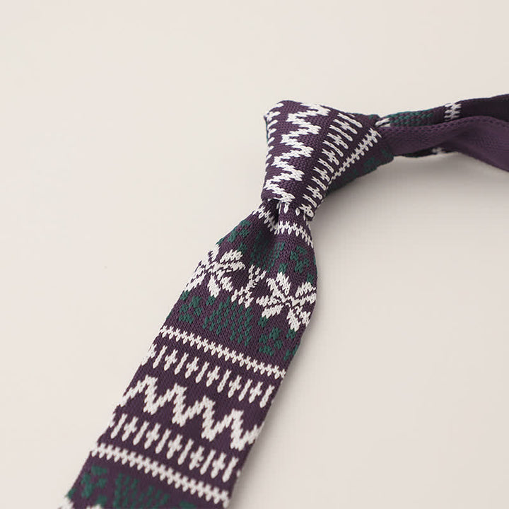 Men's Snowflake Polka Dots Pattern Knitted Necktie - Style #18 - image 19