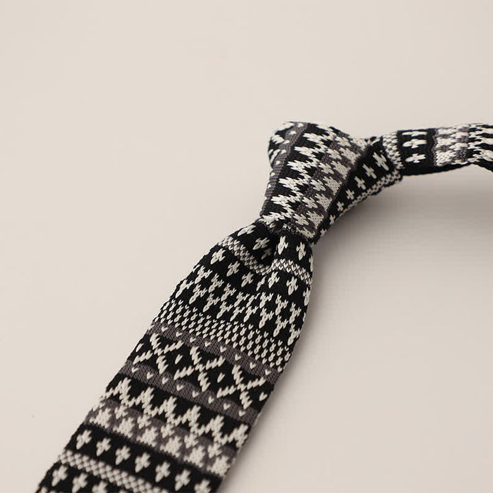 Men's Snowflake Polka Dots Pattern Knitted Necktie - Style #6 - image 7