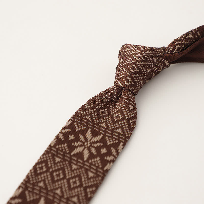 Men's Snowflake Polka Dots Pattern Knitted Necktie - Style #13 - image 14