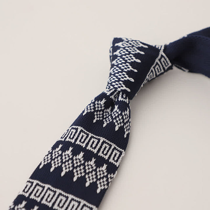 Men's Snowflake Polka Dots Pattern Knitted Necktie - Style #3 - image 4