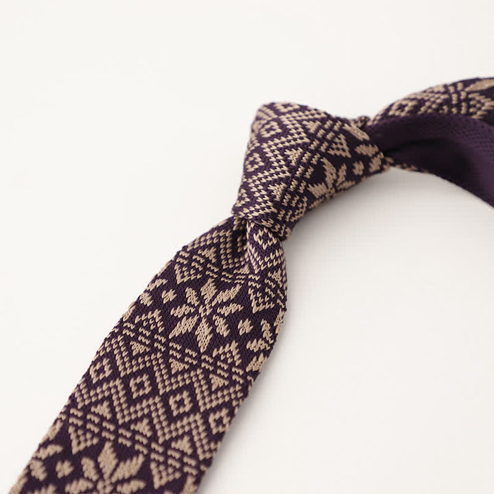 Men's Snowflake Polka Dots Pattern Knitted Necktie - Style #14 - image 15