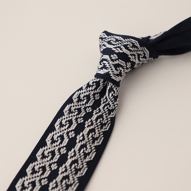 Men's Snowflake Polka Dots Pattern Knitted Necktie - Style #1 - image 1