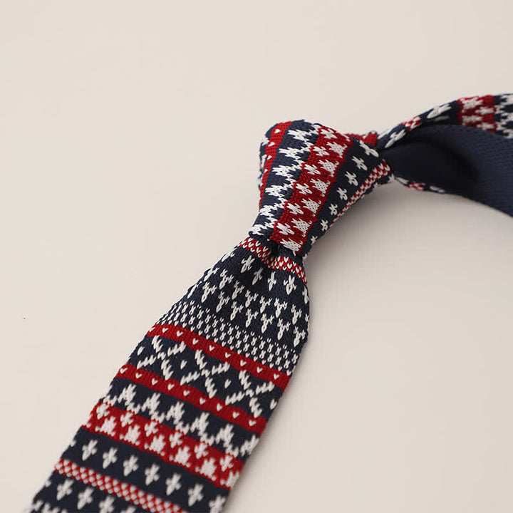 Men's Snowflake Polka Dots Pattern Knitted Necktie - Style #7 - image 8
