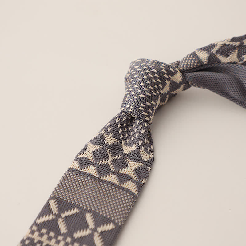 Men's Snowflake Polka Dots Pattern Knitted Necktie - Style #9 - image 10