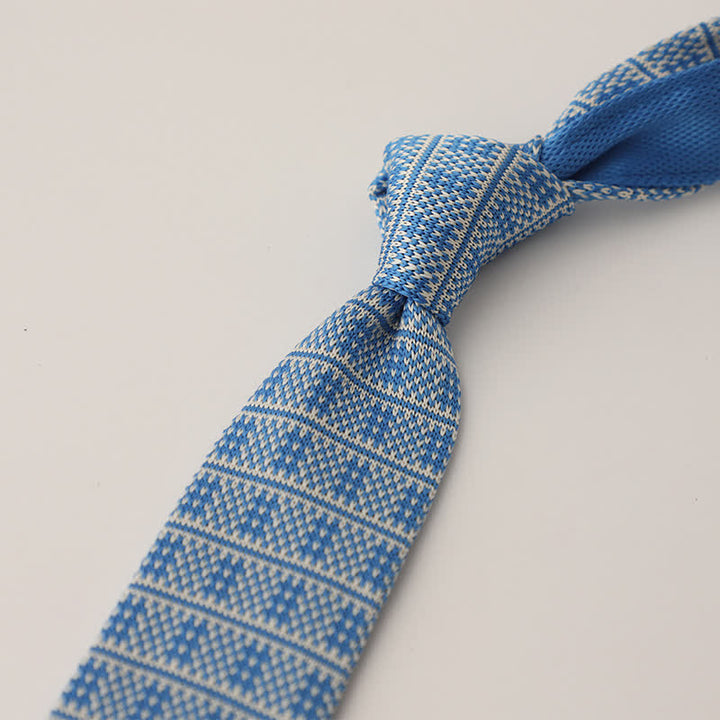 Men's Snowflake Polka Dots Pattern Knitted Necktie - Style #19 - image 20