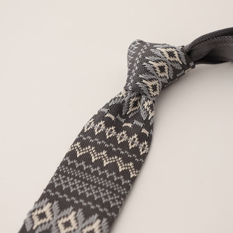 Men's Snowflake Polka Dots Pattern Knitted Necktie - Style #5 - image 6