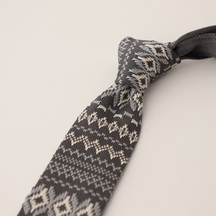 Men's Snowflake Polka Dots Pattern Knitted Necktie - Style #5 - image 6