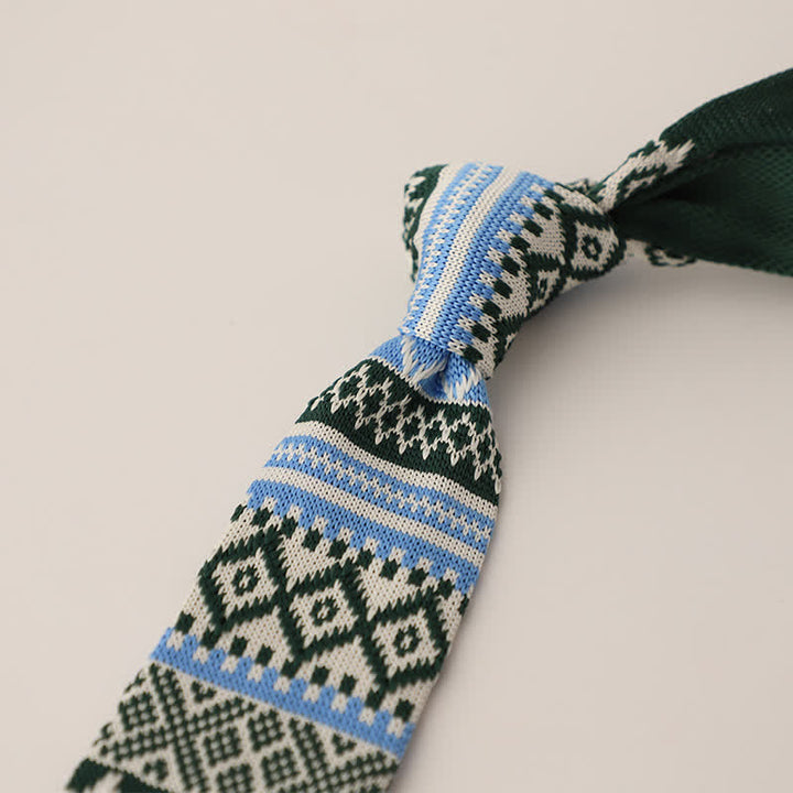 Men's Snowflake Polka Dots Pattern Knitted Necktie - Style #8 - image 9
