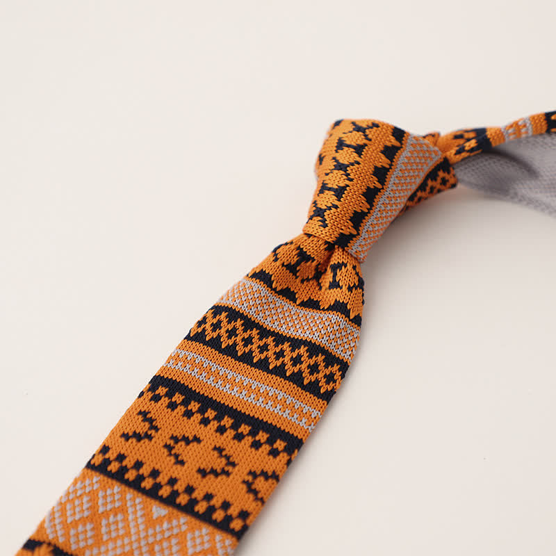Men's Snowflake Polka Dots Pattern Knitted Necktie - Style #2 - image 2