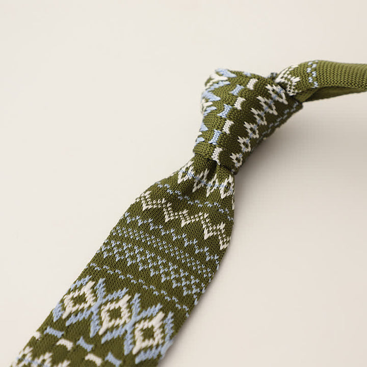 Men's Snowflake Polka Dots Pattern Knitted Necktie - Style #4 - image 5
