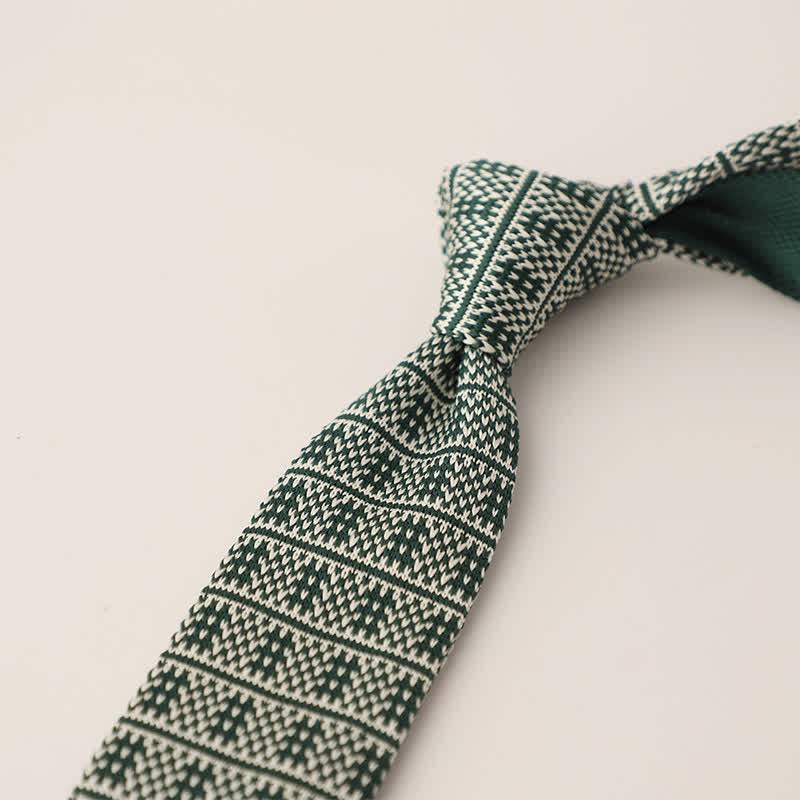 Men's Snowflake Polka Dots Pattern Knitted Necktie - Style #23 - image 24
