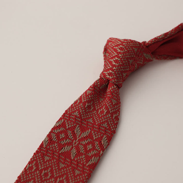 Men's Snowflake Polka Dots Pattern Knitted Necktie - Style #17 - image 18