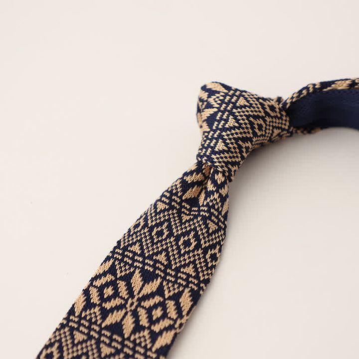 Men's Snowflake Polka Dots Pattern Knitted Necktie - Style #15 - image 16
