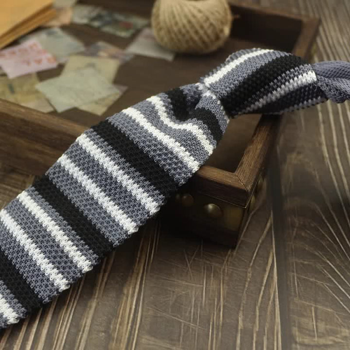 Men's Color Block Pattern Striped Knitted Necktie - Style #4 - image 7