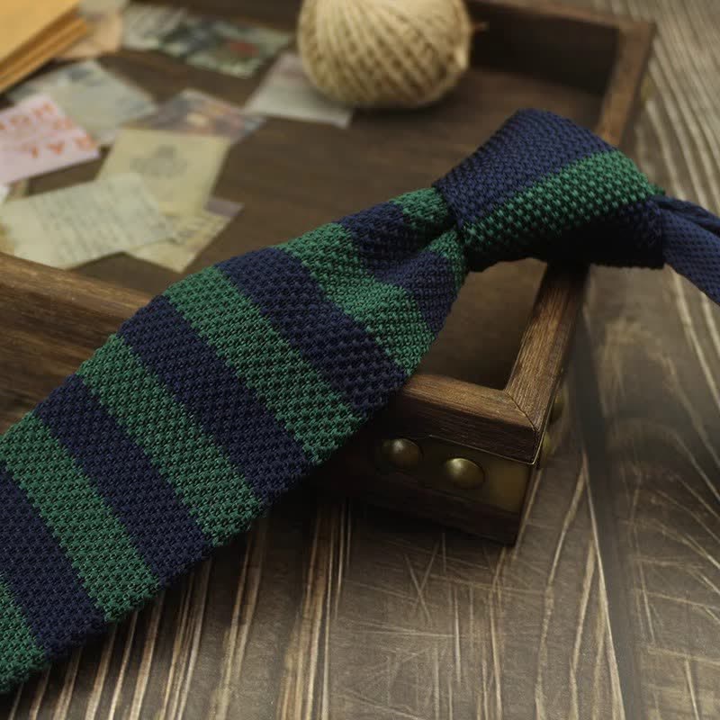 Men's Color Block Pattern Striped Knitted Necktie - Style #13 - image 16