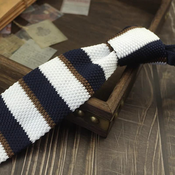 Men's Color Block Pattern Striped Knitted Necktie - Style #3 - image 6
