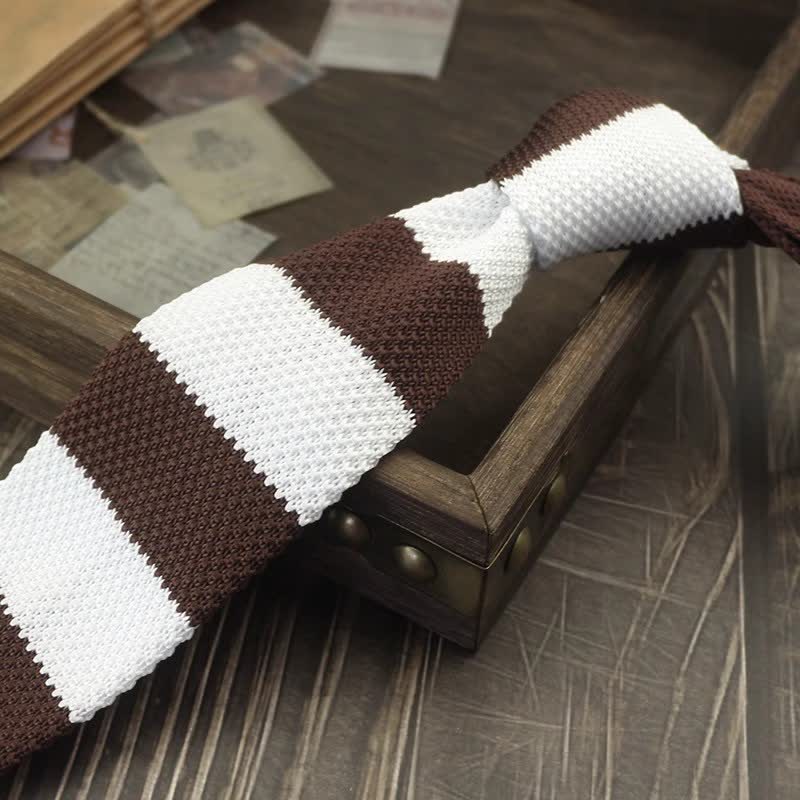 Men's Color Block Pattern Striped Knitted Necktie - Style #10 - image 13
