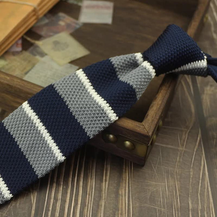 Men's Color Block Pattern Striped Knitted Necktie - Style #18 - image 21